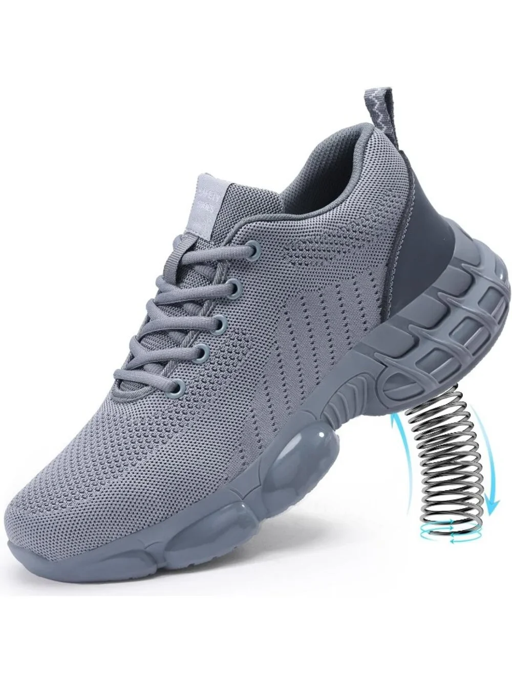 Men's Grey Resistant Midsole Shoes Low Top Steel Toe Non Slip Hiking Boots